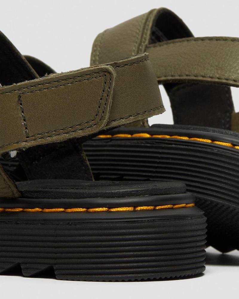 Dr Martens Junior Kyle Leren Sandalen Kinderen Olijfgroen | NL 104DFM